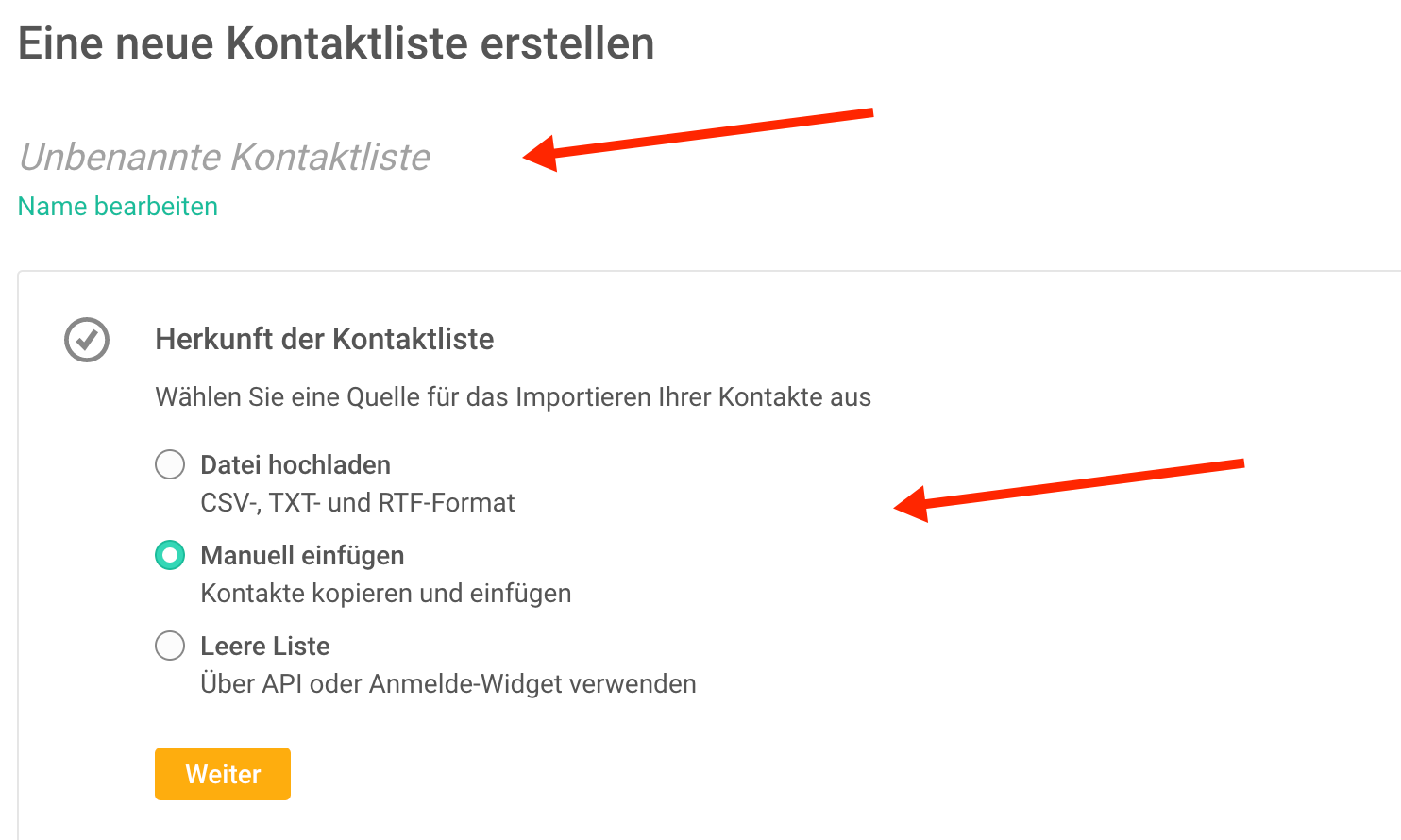 meine Kontakte hochladen
