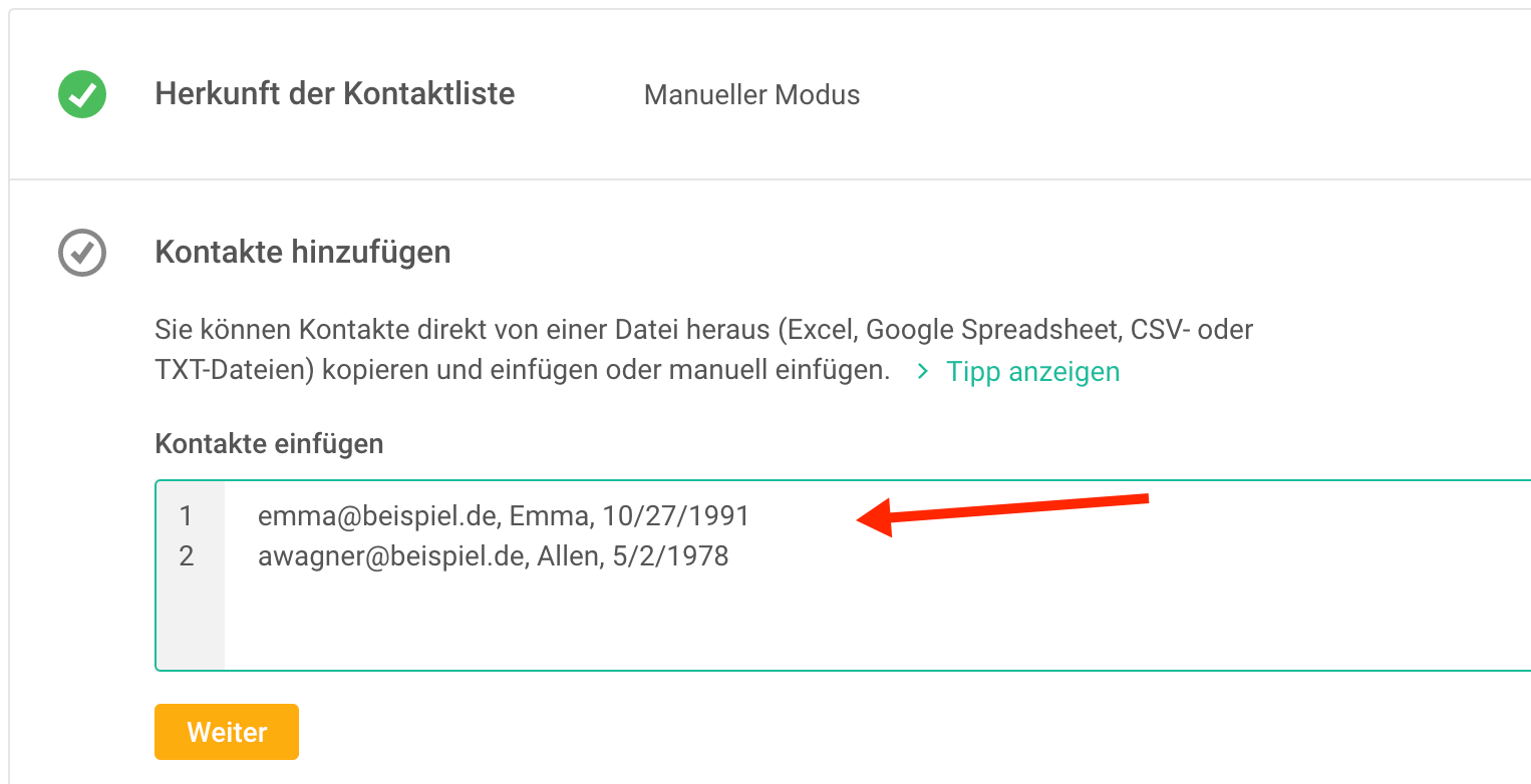 meine Kontakte hochladen