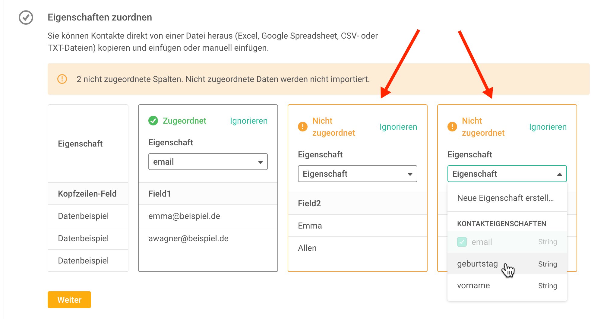 meine Kontakte hochladen