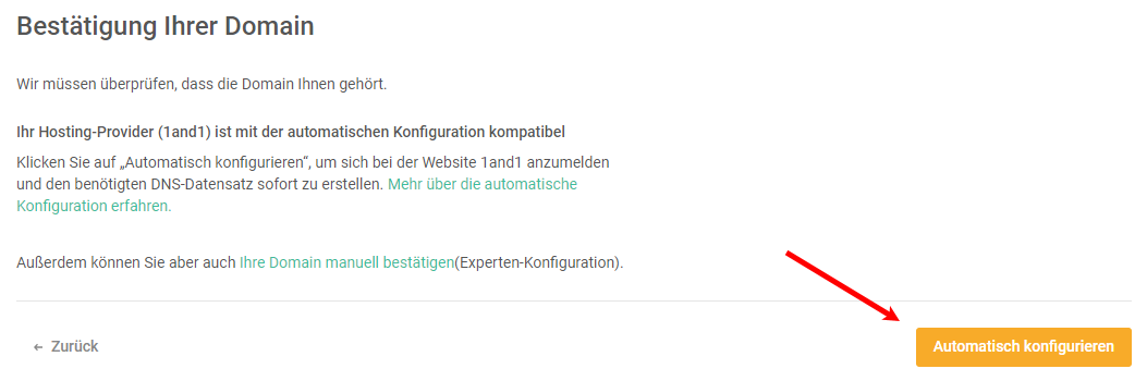 automatische Domainbestätigung