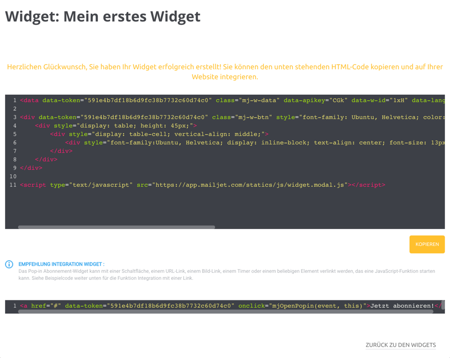 Abonnement-Widgets