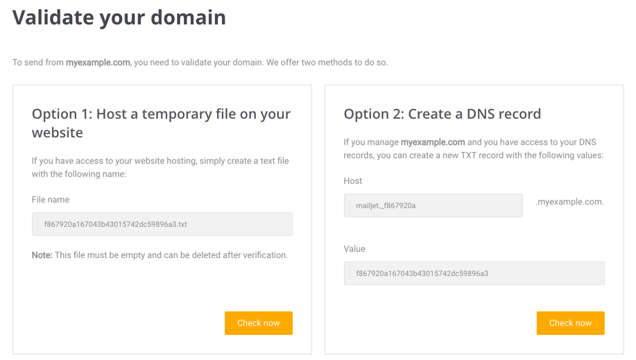 Validate a sending domain