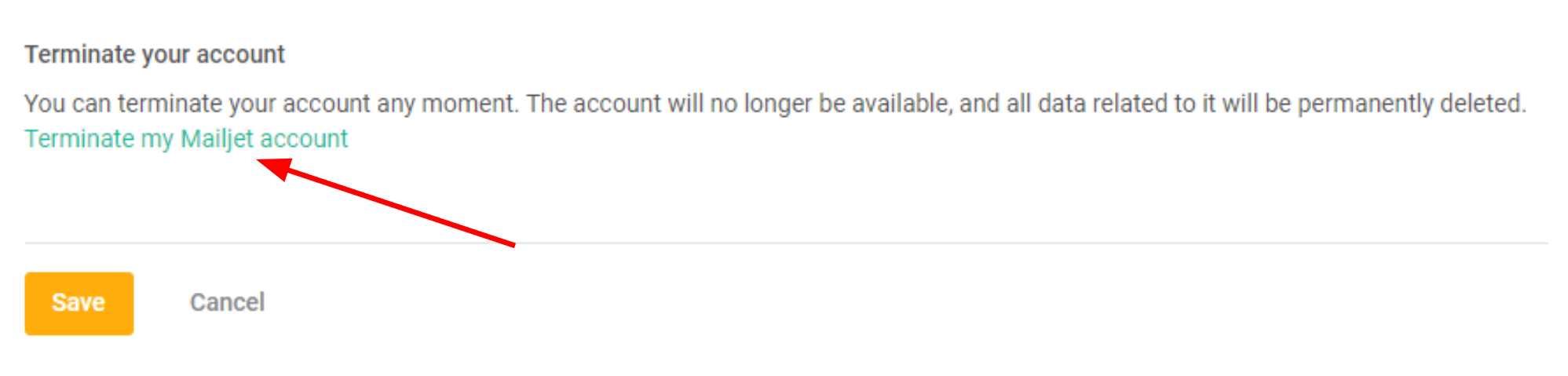 Eliminare l'account