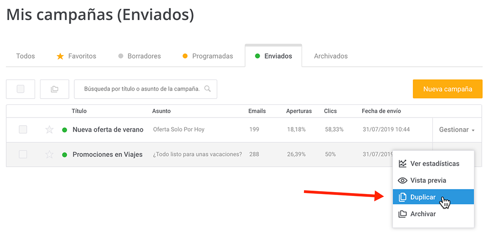 duplicar una campaña