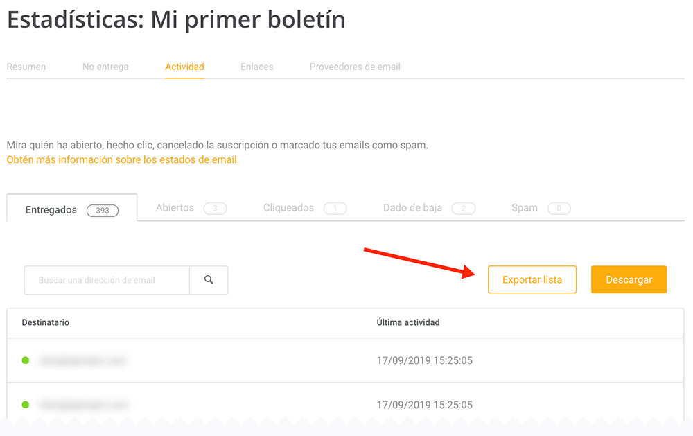 una lista de suscriptores activos