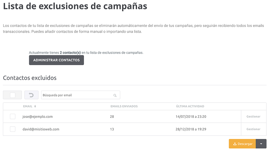 Lista de exclusiones