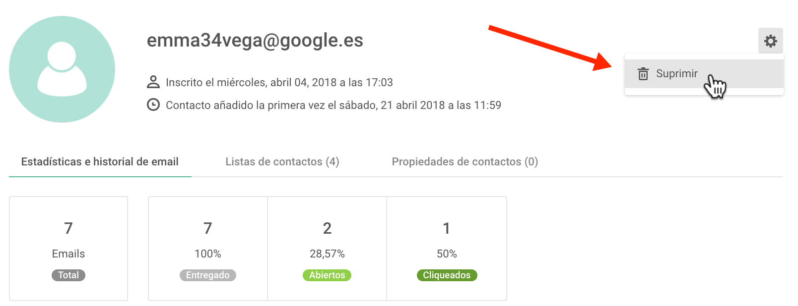 eliminar un contacto