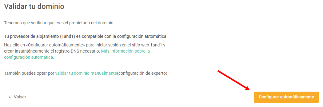 la validación automática de dominios
