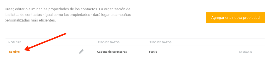 Propiedades de contactos