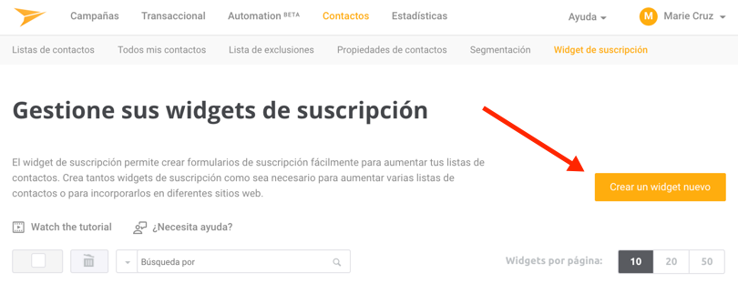 Widget de suscripción