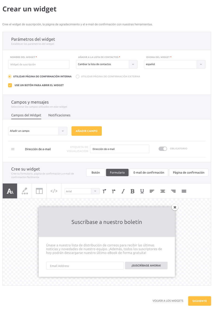 Widget de suscripción