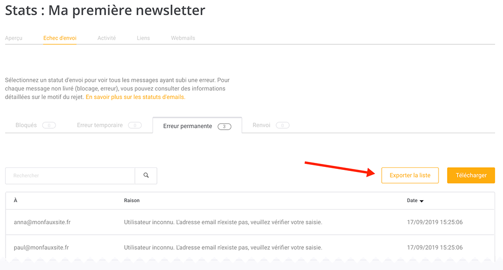 une liste de contacts réactive