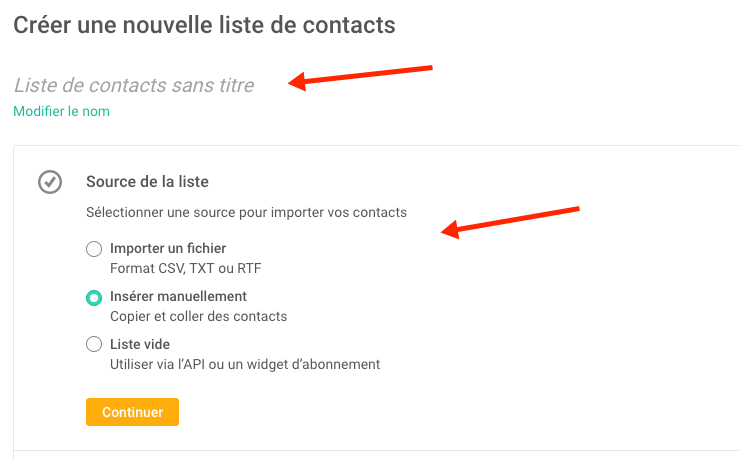 créer une liste