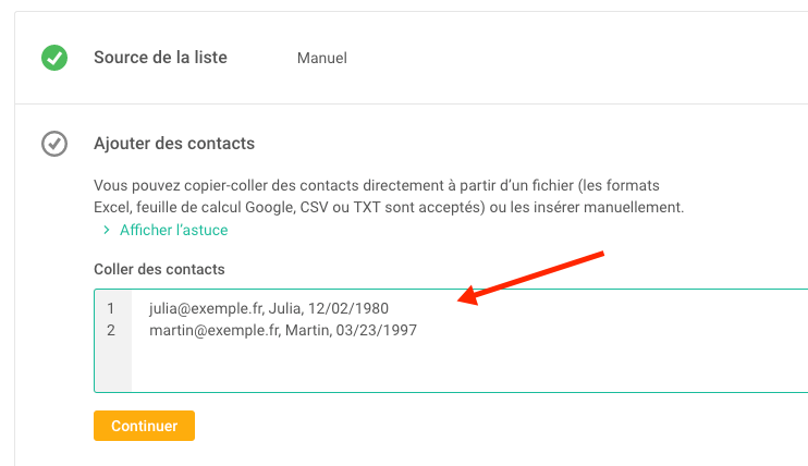 créer une liste