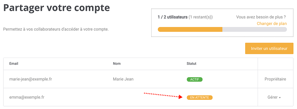 Partage de compte