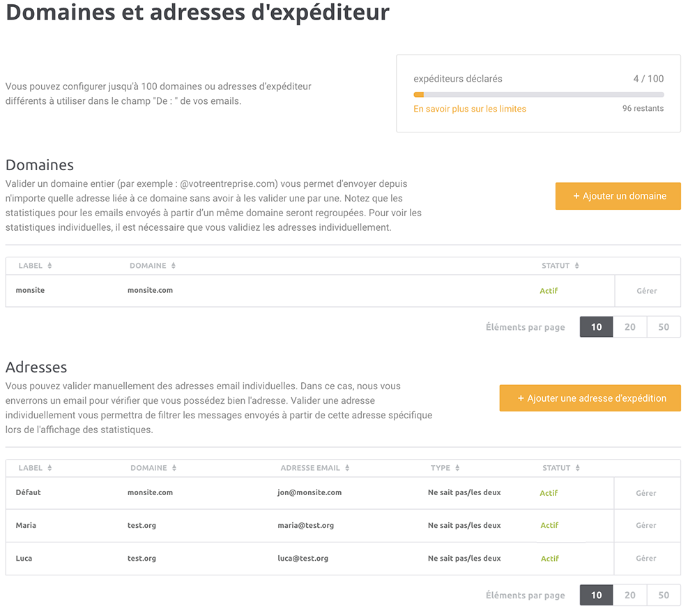 Expéditeurs