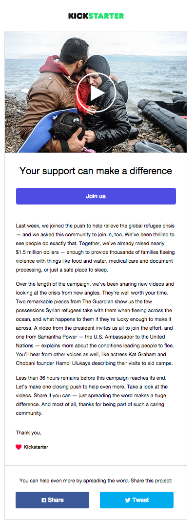 Kickstarter Message Kickstarter Pre-launch Email Campaign: Email Hacks | Mailjet