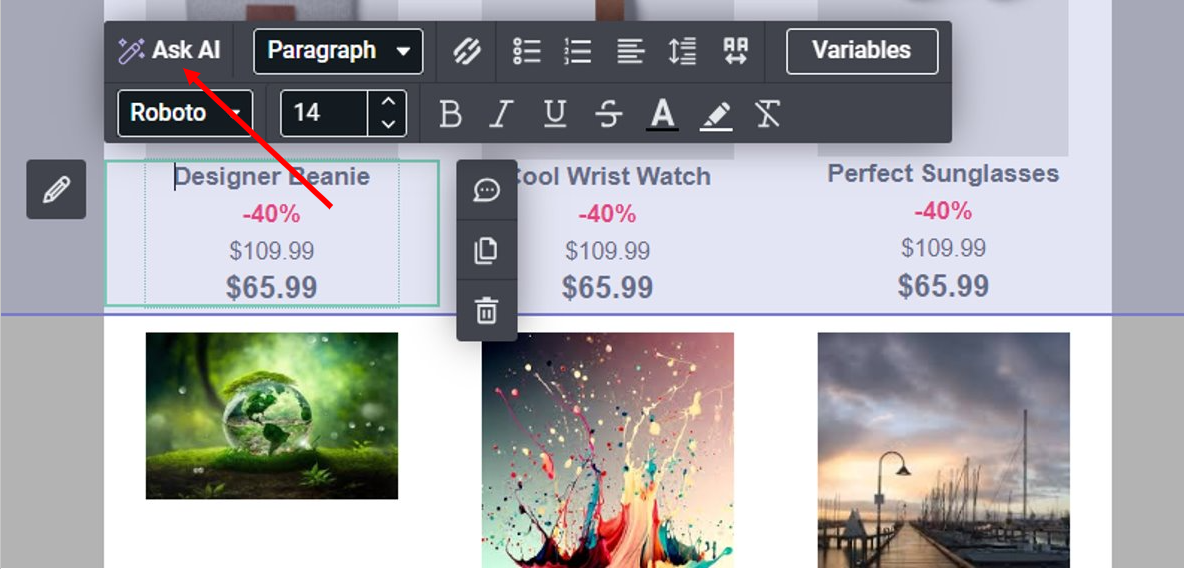 How to use Mailjet’s AI Copy Generator Ask AI button