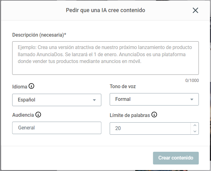 Cómo especificar tus instrucciones en el Generador de textos con IA de Mailjet
