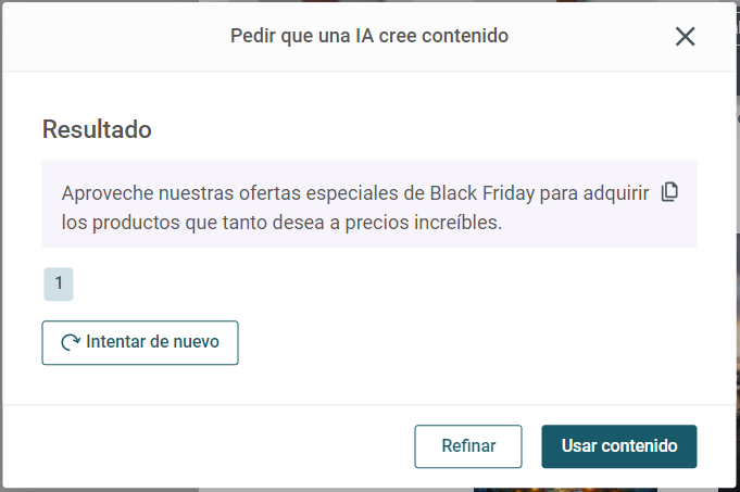 Cómo generar resultados alternativos en el Generador de textos con IA de Mailjet