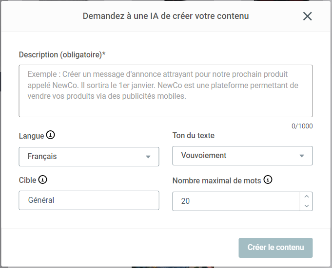 Comment utiliser l’invite du générateur de texte par IA de Mailjet