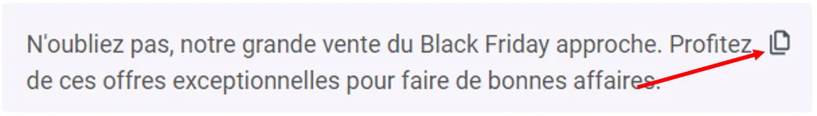 Comment copier les résultats du générateur de texte par IA de Mailjet dans votre presse-papiers