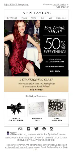 Ann Taylor Black Friday email