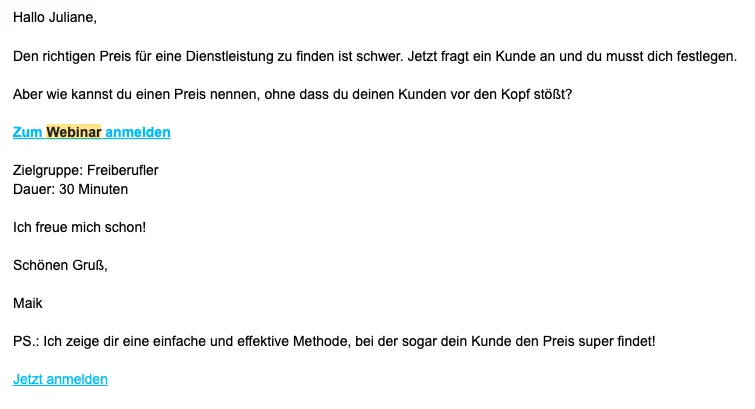 Webinareinladung Maik Pfingsten E-Mail