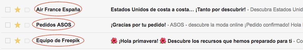 Ejemplos reales de nombres de remitentes para newsletters