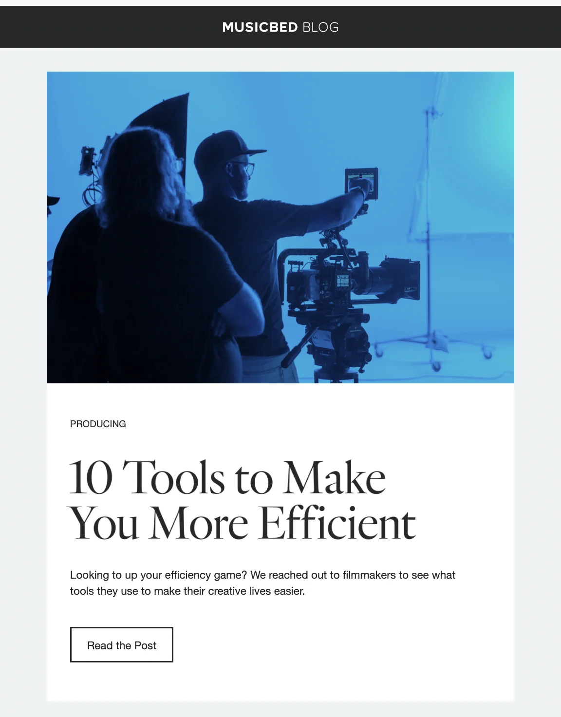 A screenshot of the MusicBed newsletter.