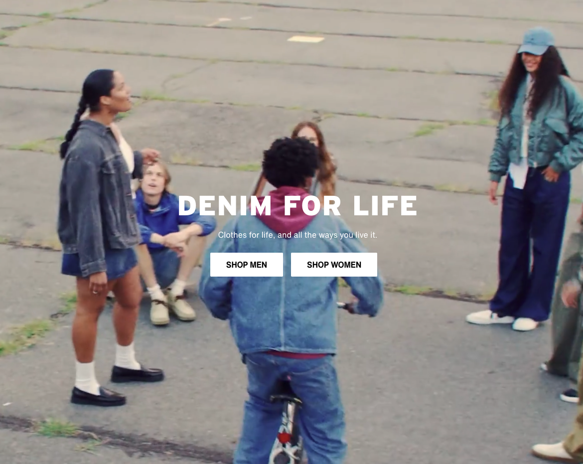 An example of a splash page from Levi’s