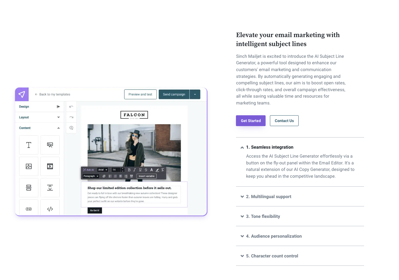 An example of a click-through landing page from Sinch Mailjet