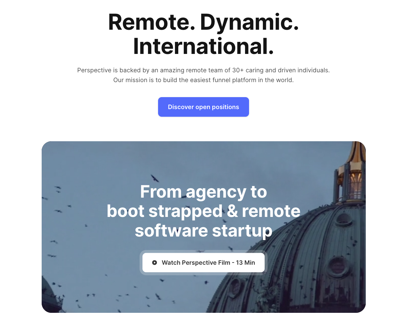 Beispiel einer „Über uns“-Landingpage von Perspective