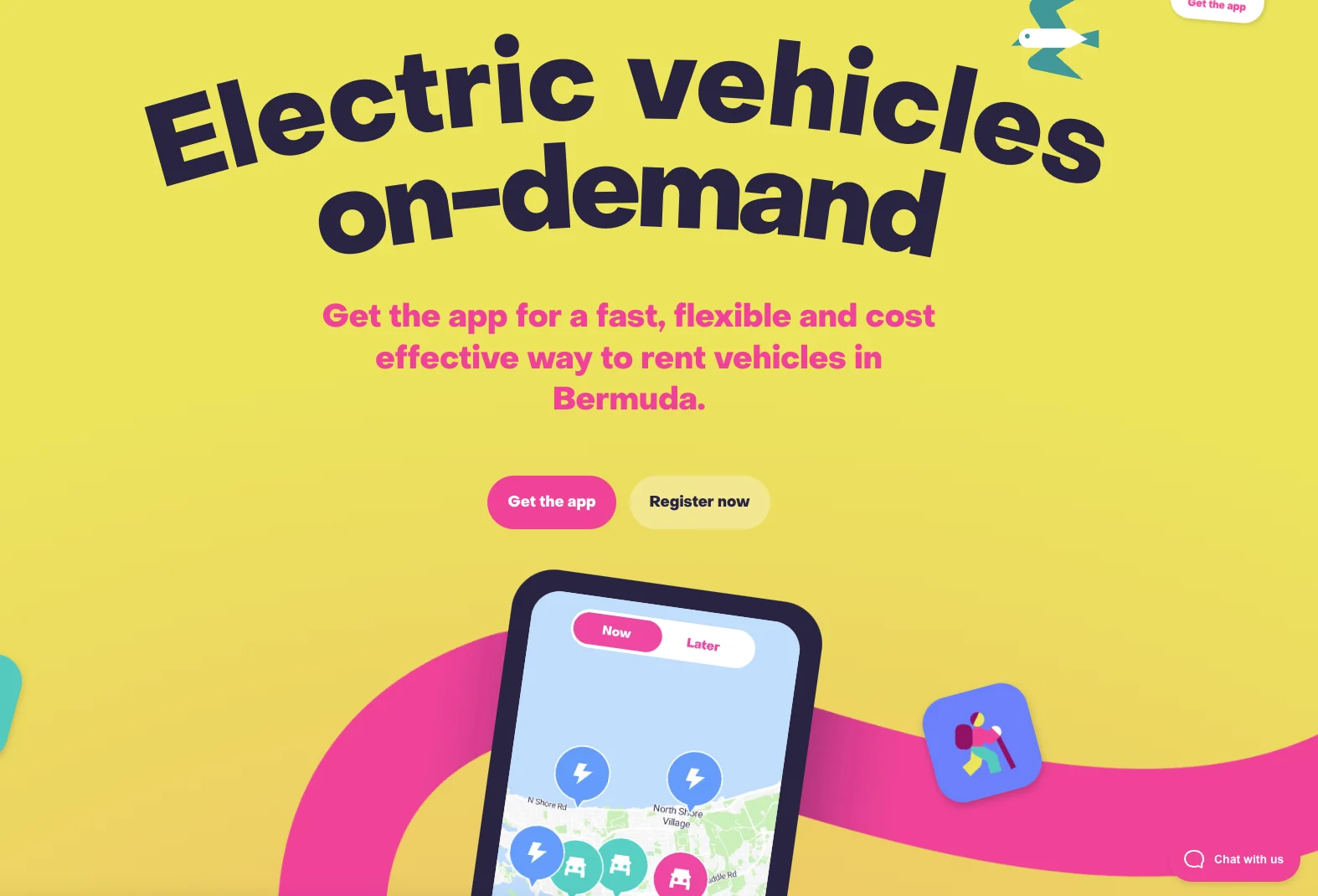 An example of bright colors being used to grab attention on a landing page