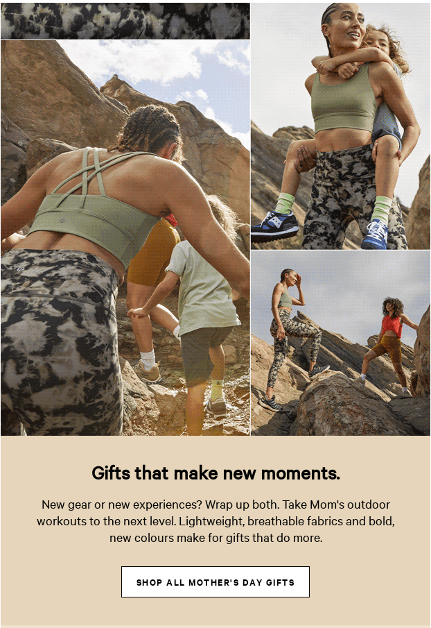 Mother’s Day email subject line example from lululemon