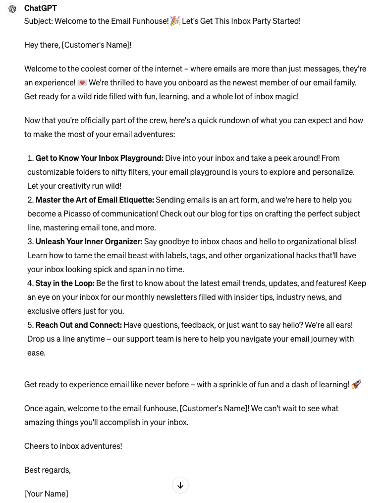 An example of AI-generated content struggling to write to brand voice
