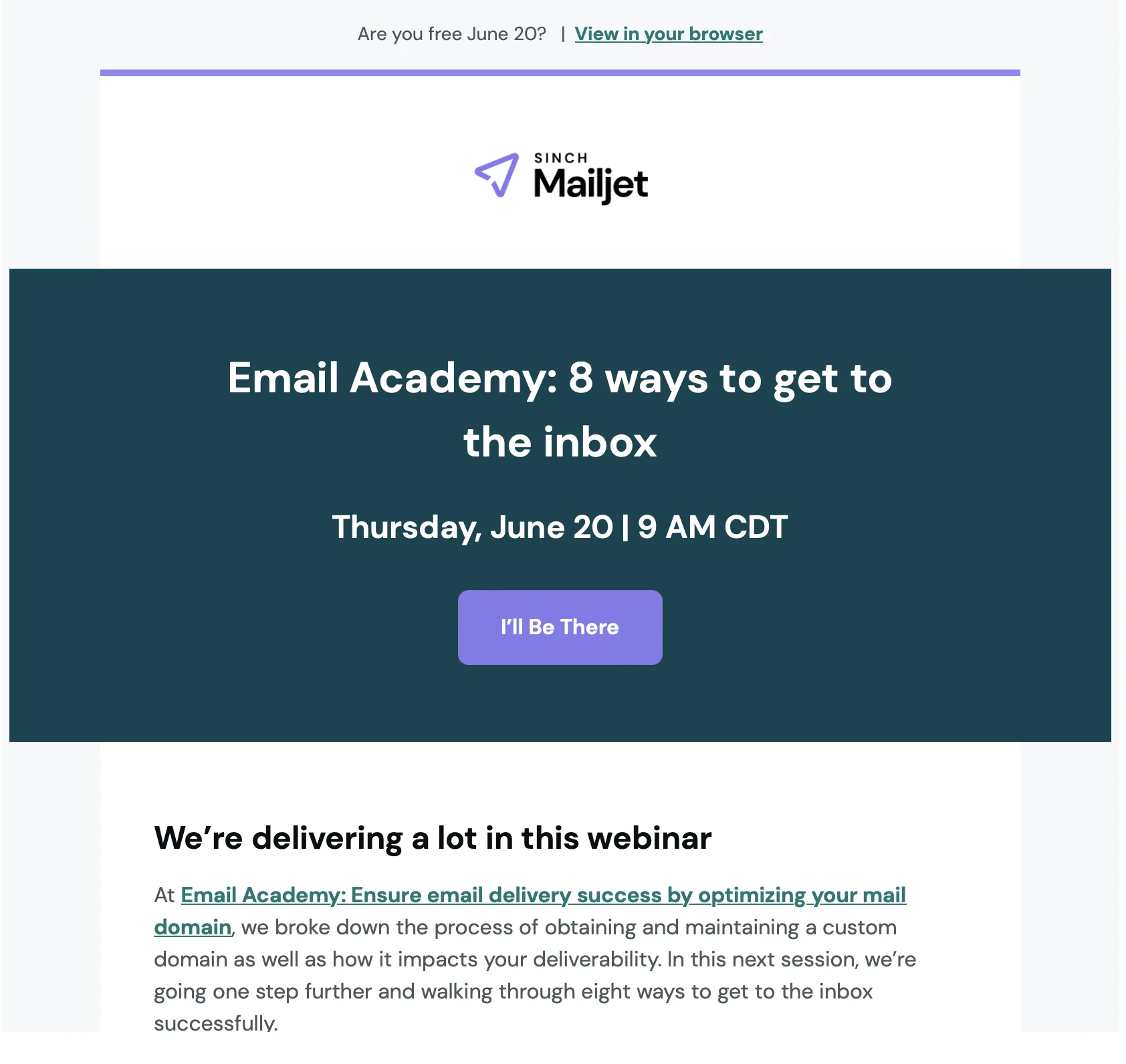 An example of a webinar newsletter idea