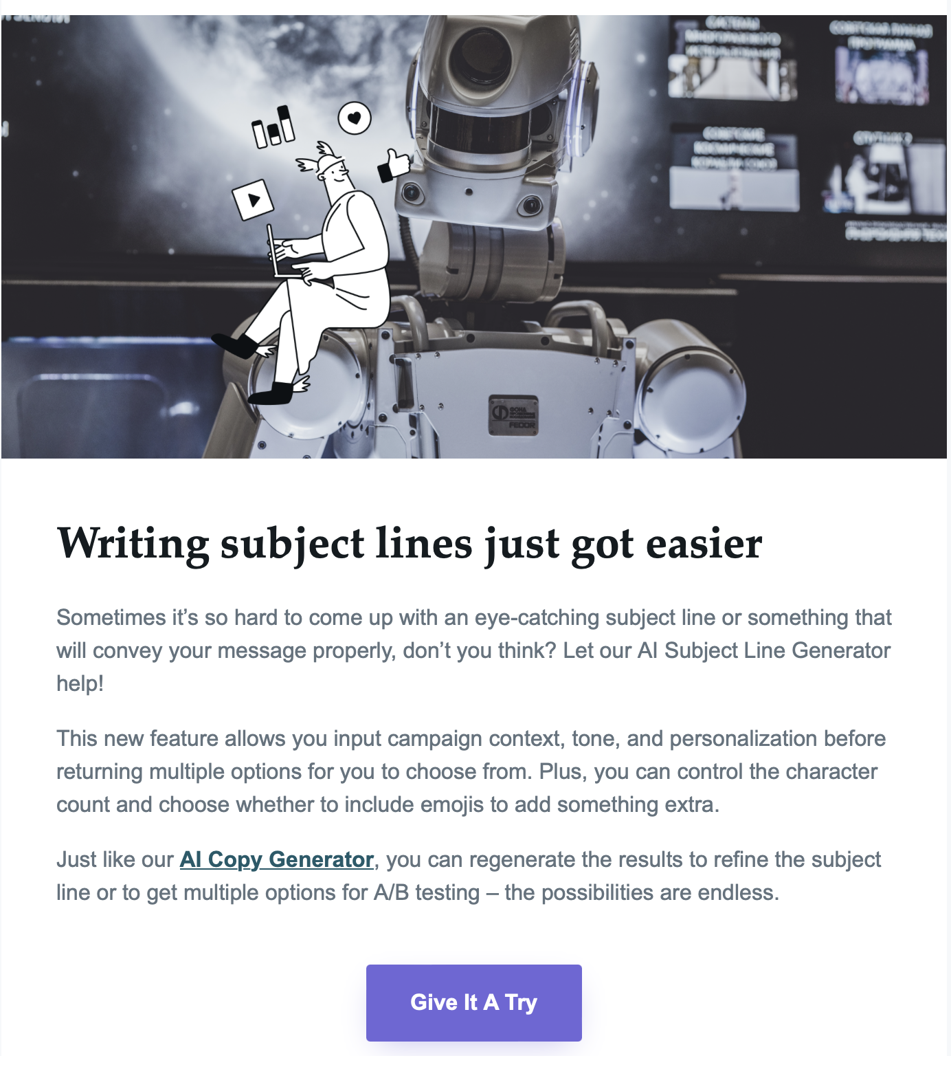 An example of a newsletter idea showcasing a new product release