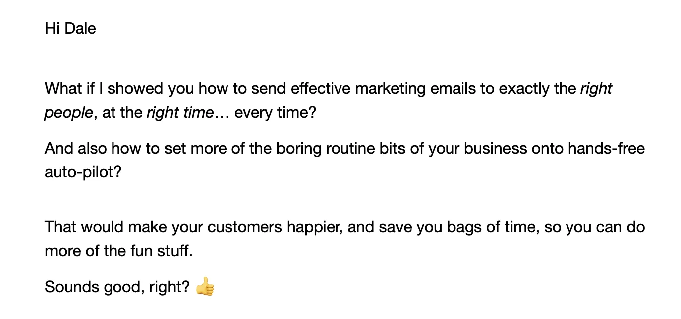 A newsletter introduction example that showcase the effectiveness of personalization