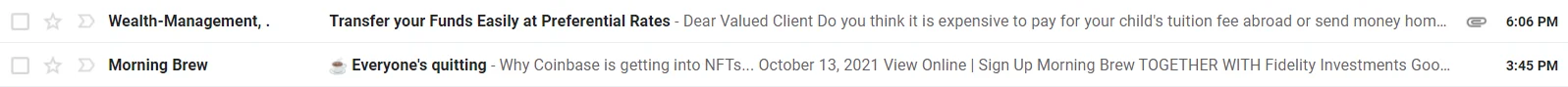 Examples of subject lines