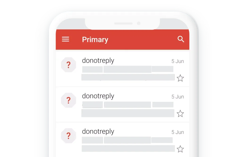 Image showing “Do not reply email responses” in a Gmail inbox.