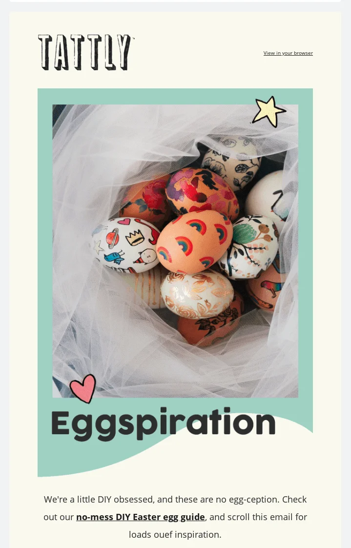 Easter email campaign with decorated eggs