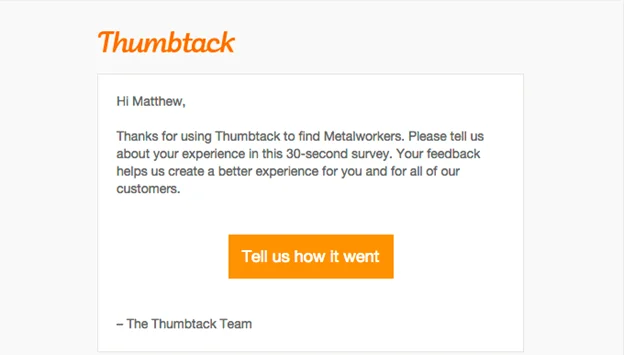 Feedback survey Thumbtack