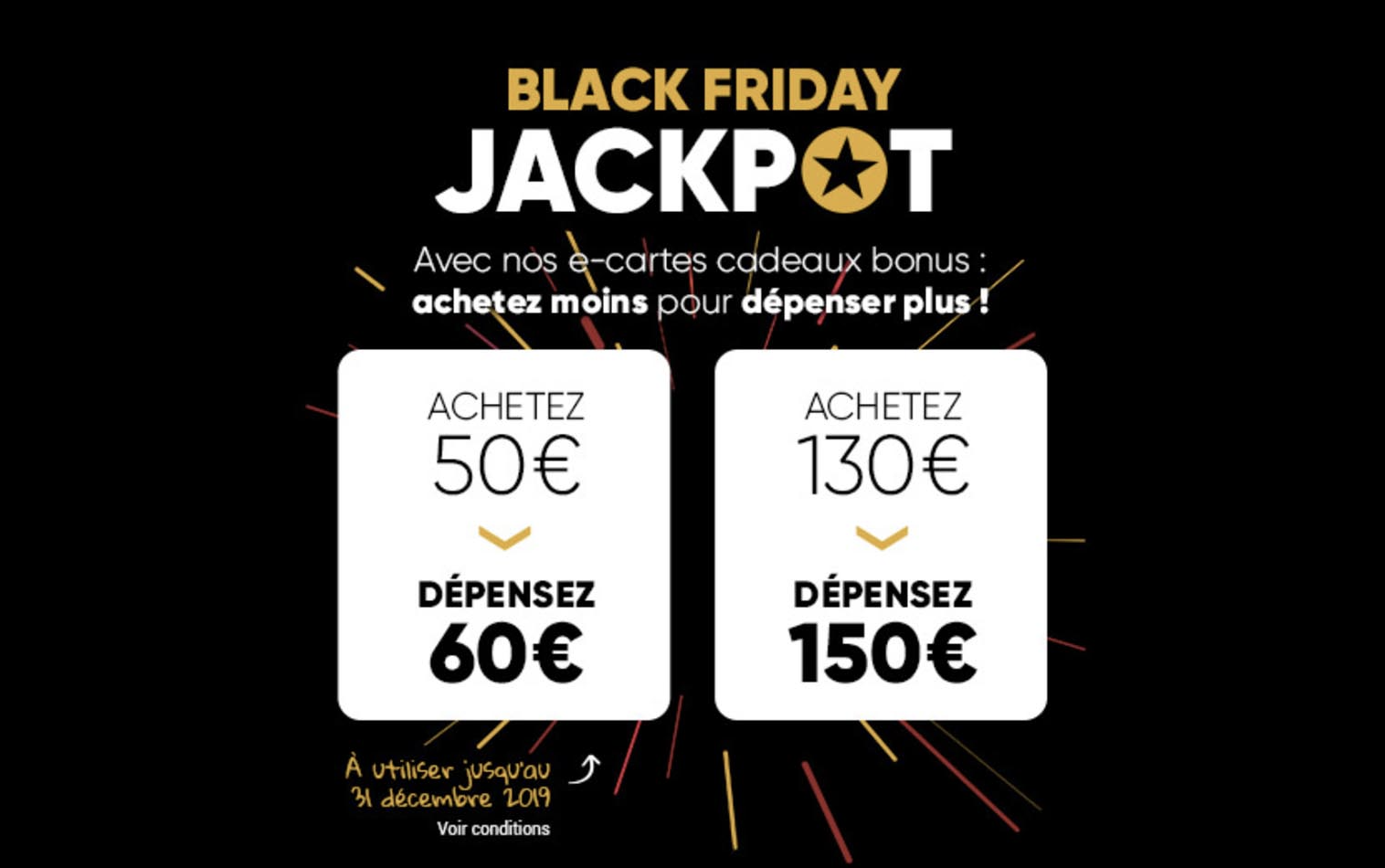 Promotion sur les cartes cadeaux offerte par la FNAC à l’occasion du Black Friday 2019