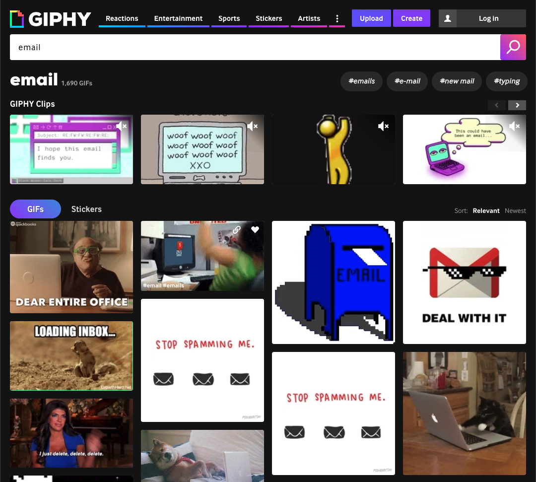 GIPHY user interface.