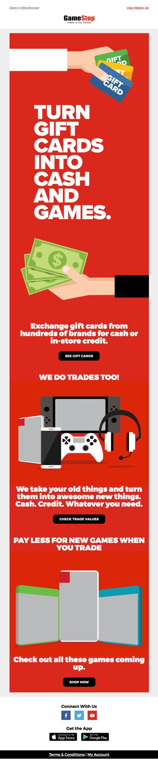 Gamestop newsletter designed like an infographic