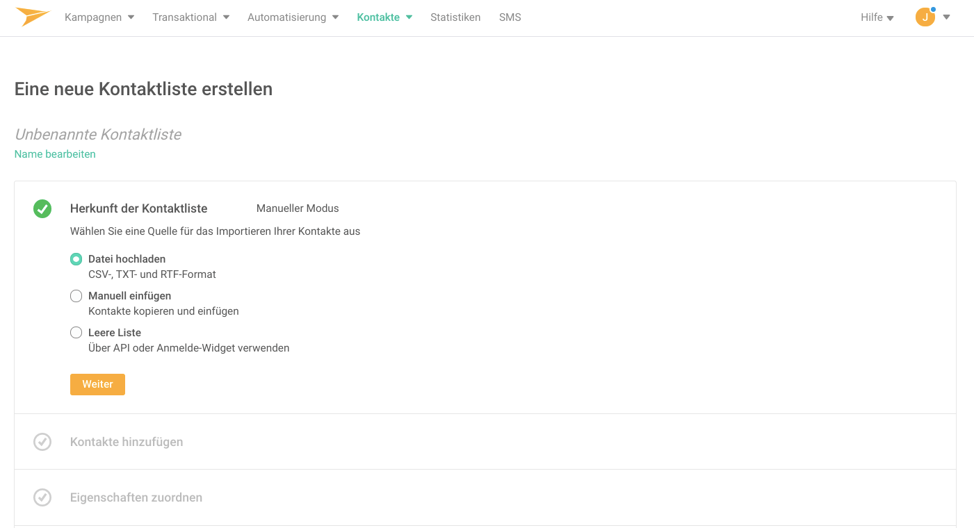 Wie Sie Kontaktlisten bei Mailjet importieren