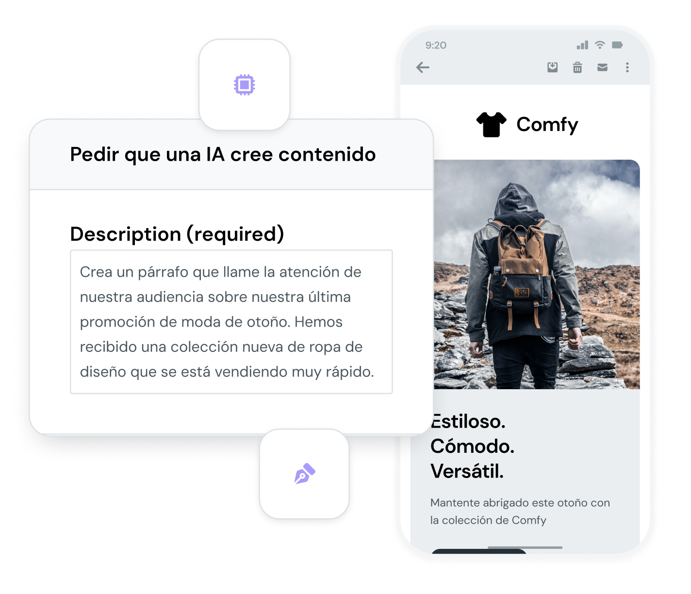 Ilustración del funcionamiento del Generador de textos con IA