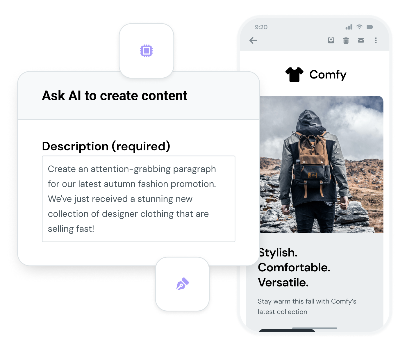 Illustration of how the AI Copy Generator works