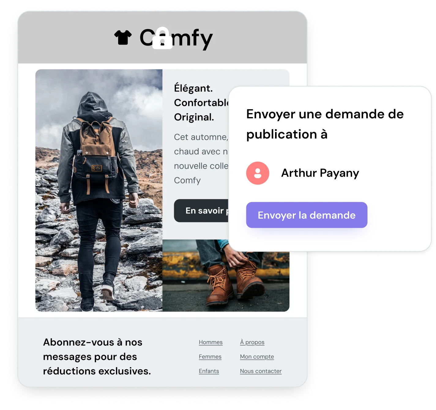 La fonctionnalité de section verrouillée et de demande de publication de Mailjet permet le contrôle des aspects créatifs.